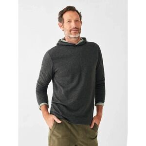 Faherty Cloud Reversible Hoodie M Charcoal Pima Cotton